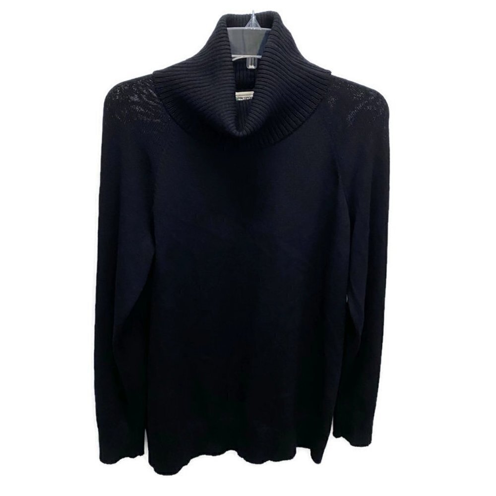 St. John Sport Black Turtleneck Wool Sweater